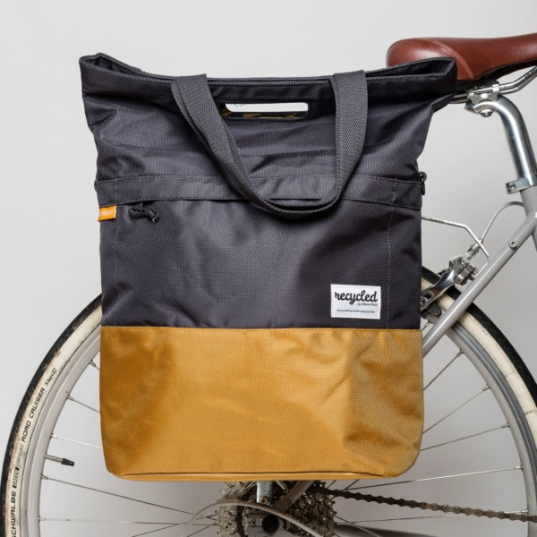 Urban Proof Recycled Shopper Pannier Bag in Granite Grey and Gold