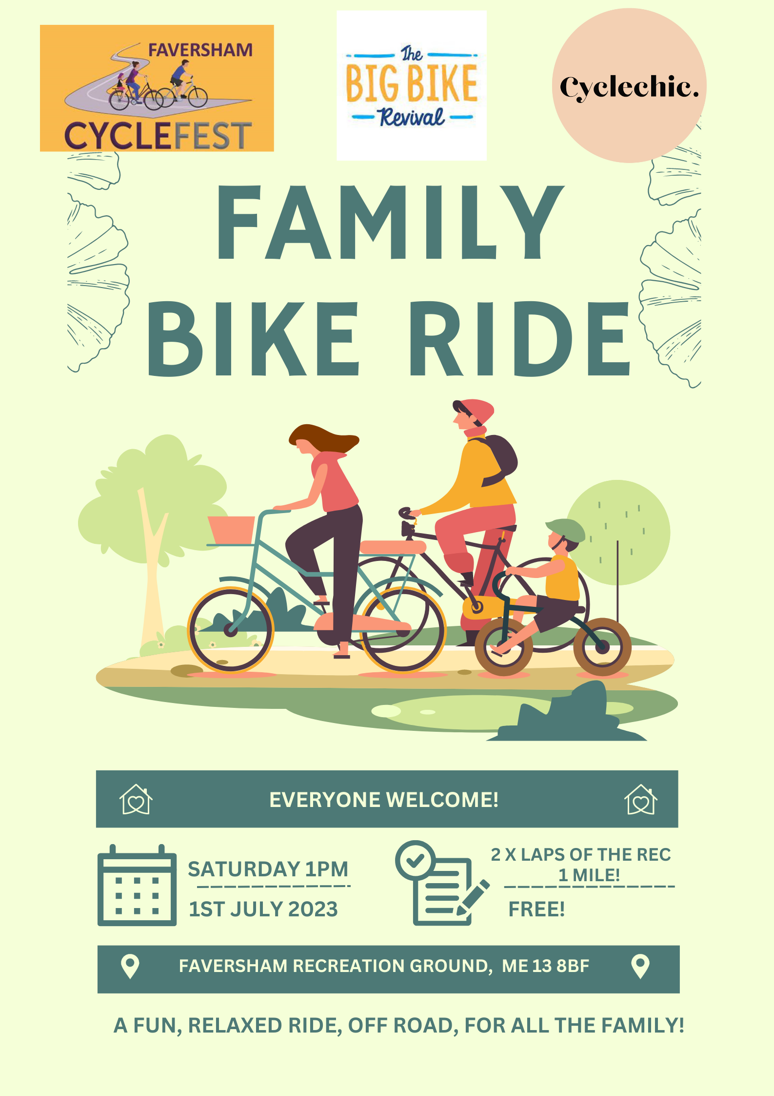 Faversham family Bike ride poster., da 1st July.